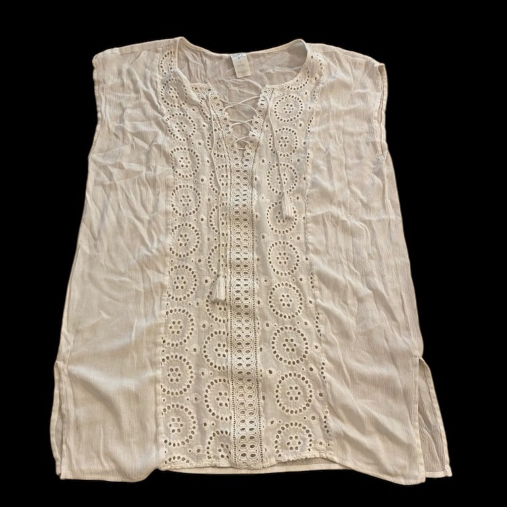 Women’s White Cover Up Mini Dress Size Medium Beach Summer
